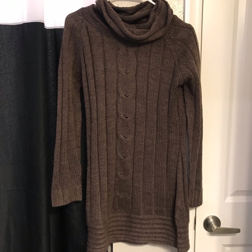Cowl neck sweater dress